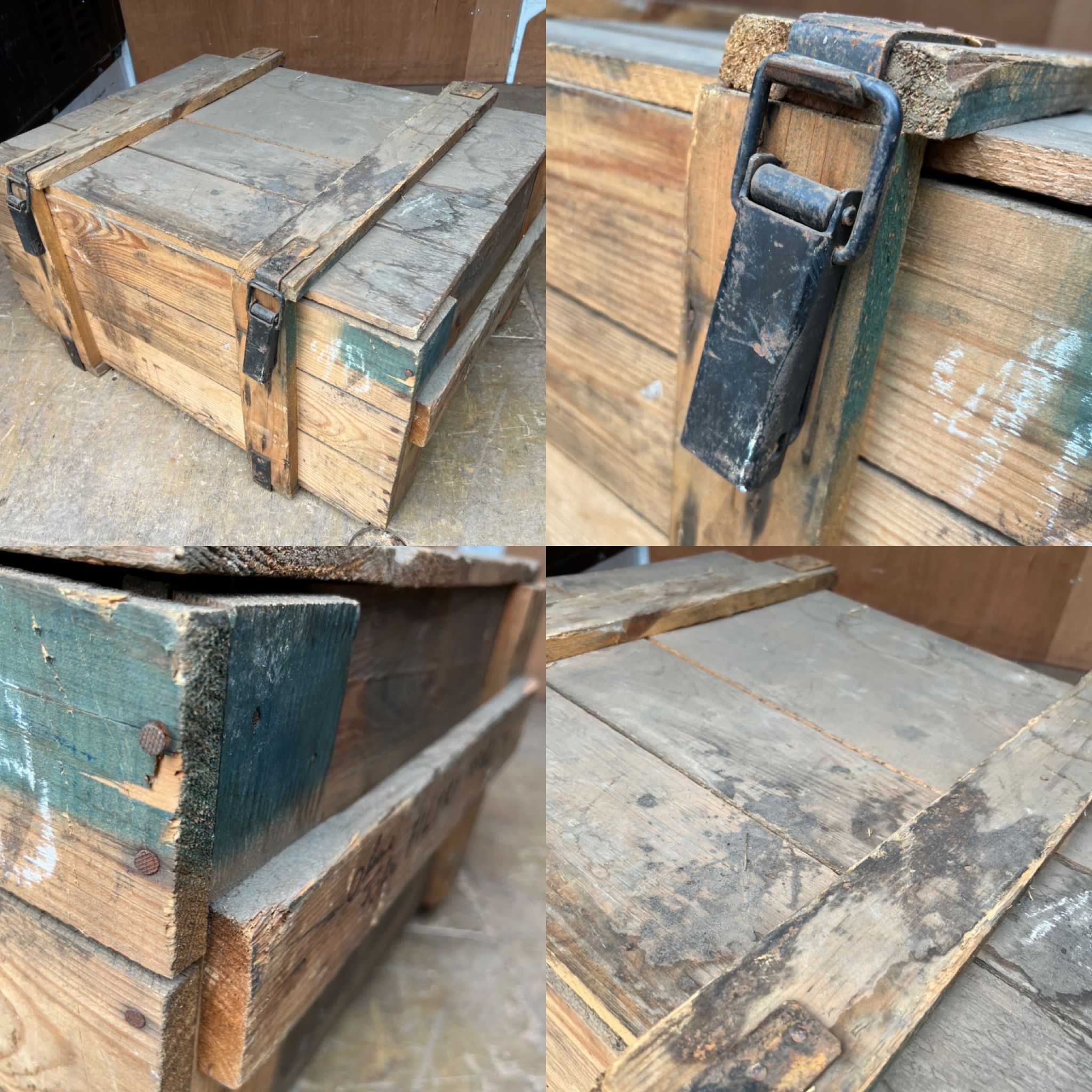 Old original wooden military ammo boxes
