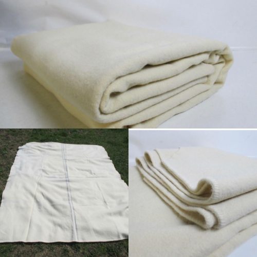 Genuine BRITISH ARMY WHITE CREAM WOOL BLANKET 170CM X 210CM