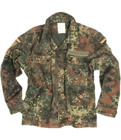 Genuine vintage German army camo shirts in flecktarn camo