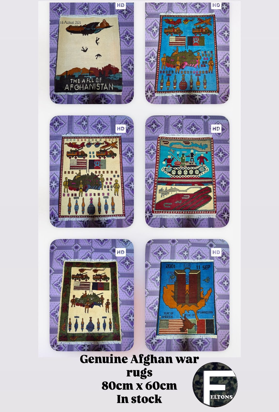 Genuine Afghan War Rugs – 80cm x 60cm