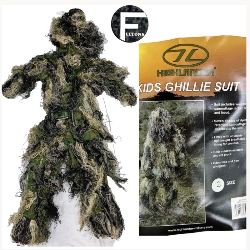Ghillie Suit Camouflage Set - Burlap Style Sniper Costume - Size S (4-8 Years)