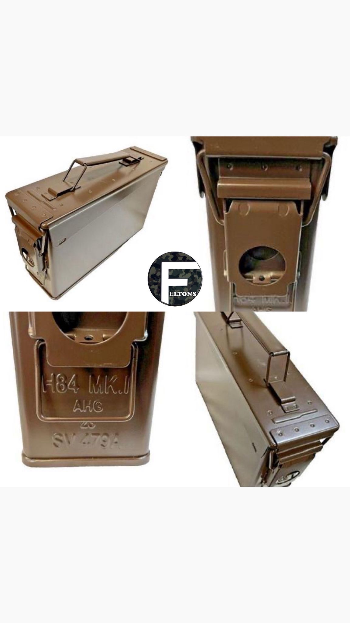 Brown 30 Cal 7.62mm H84 Small Arms Genuine British Army Issue - Heavier Steel Ammo Box New