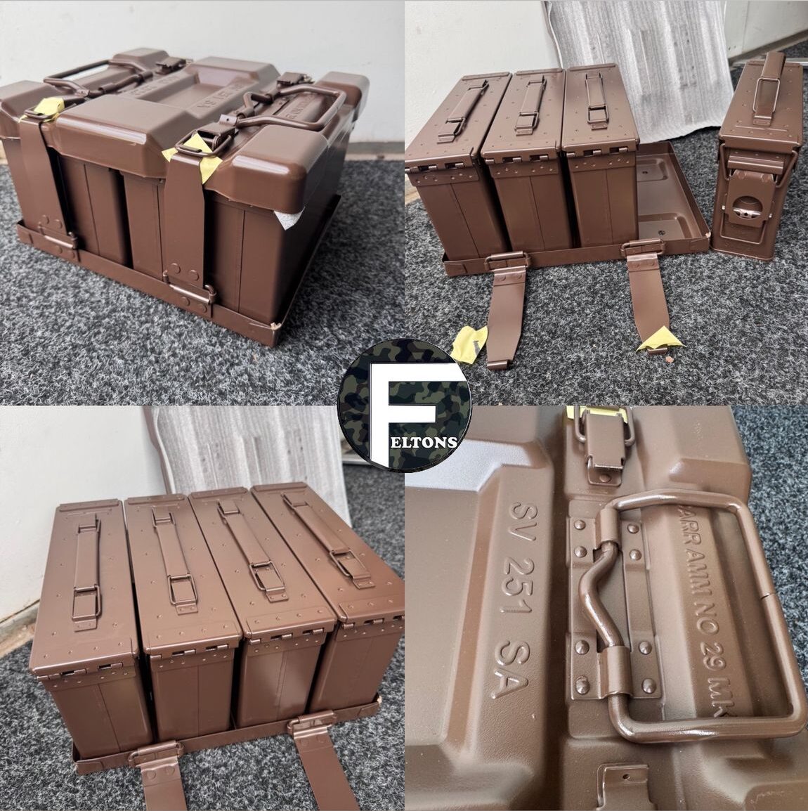 Pack of 4 brand new straight from the manufacturer British army 30 cal ammo boxes